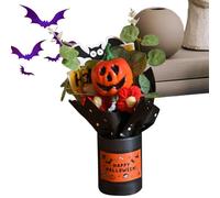 Halloween Floral Arrangement - Party Pumpkin Bouquet | Faux Pumpkins And Eucalyptus Bouquet | Decorative Centerpiece For Indoor Table Setting, Festive Autumn Decor Haloween Atmosphere Home Styling