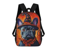 Halloween French Bulldog Art Print-1 Mochilas Impresas En 3D Para Niños 17inch Mochilas De Moda Informales Para El Día A Día, Bolsas De Viaje, Mochilas Informales Para Exteriores Para Niños Y Niñas