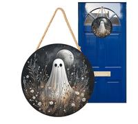 Halloween Front Door Sign, 2D Wooden Spooky Welcome Signboard, Ghost Pumpkin Pirate Captain Decor, Gothic Haunted Entry Display, for Fall Festival Party Hallway Wedding Gate Use