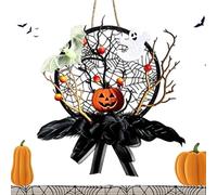 Halloween Front Door Wreath Spide Atmosphere And R Web Pumpkin Party Favors | Halloween Door Sign Party Props for Wall Porch Mantel Window Tree Entryway Living Room Home Yard