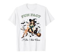 Halloween Funny Fun Dato I Do Not Care Sultry Pin Up Witch Camiseta gráfica económica, Hombre, Blanco, M