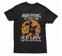 Halloween Funny Old Lady Witch T-Shirt Witch on The Stick Funny mom Wife tee Black S