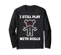 Halloween Funny Quote i Still Play with Dolls Voodoo Doll Manga Larga