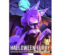 Halloween Furry Coloring Book: Eerie Creatures In Stylish Outfits Coloring Pages With Dark Aesthetic Scenes For Teens And Adults Relaxation