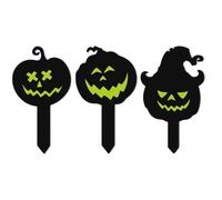 Halloween Garden Stakes - 3 piezas | Glowing Acrylic Pumpkin Lawn | Luminous Sticker Faces, 200 g, 9,2 x 0,5 x 20 cm, Various Pumpkin Designs, Pathway, Lawn, Porch, Patio
