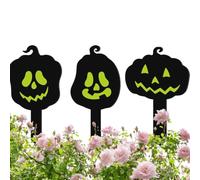 Halloween Garden Stakes - 3 piezas | Glowing Acrylic Pumpkin Lawn | Luminous Sticker Faces, 200 g, 9,2 x 0,5 x 20 cm, Various Pumpkin Designs, Pathway, Lawn, Porch, Patio