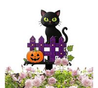 Halloween Garden Stakes - Trick Or Treat Wood Sign, Pumpkin Cat Yard Decor
