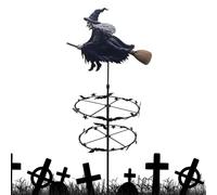 Halloween Garden Wind Spinner - 27.56 Inch Metal Witch Yard Decor Stake
