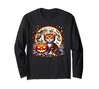 Halloween Gato Gatito Bruja Calabaza Jack o Lantern Lindas Niñas Manga Larga