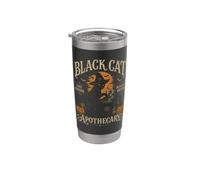 Halloween Gato Negro Bruja Boticario Vintage Halloween Vaso térmico de acero inoxidable de doble pared