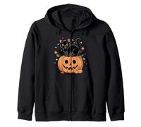 Halloween Gato Negro Calabaza Jack O Lantern Lindo Espeluznante Sudadera con Capucha
