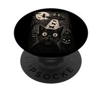 Halloween Gato Selfie Miedo Alien Secuestro Gatos OVNI Volar PopSockets PopGrip Adhesivo