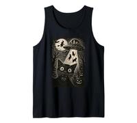 Halloween Gato Selfie Noche Espeluznante Alien Secuestro Gatos OVNI Camiseta sin Mangas