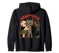 Halloween Gato Vampiro Vampurr Muerde Otra Vez Vintage Sudadera con Capucha