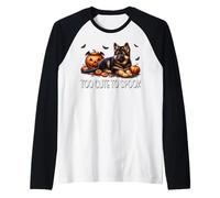 Halloween German Shepherd Puppy Is Too Cute To Spook Camiseta Manga Raglan