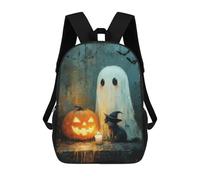 Halloween Ghost And Cat Scene Mochila Escolar, Mochila Para Portátil, Mochila Para Niños/niñas/adolescentes 17inch