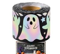 Halloween Ghost Border Trim - 16.4ft Holographic Spooky Decoration | | Iridescent Holographic Finish, Ghost & Bat , Self-Adhesive Backing, 2.5" Width, Easy Cut-to-Fit, Versatile Flexible St