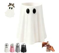Halloween Ghost Can Holder with Matching Bottle Opener,3D Printed Halloween Beverage Sleeve,Fun Ghost Figurine Table Decor,Spooky Ghost Drink Cooler Halloween Party Supplies ，White：8.4oz