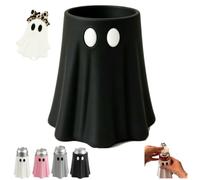 Halloween Ghost Can Holder with Matching Bottle Opener,3D Printed Halloween Beverage Sleeve,Fun Ghost Figurine Table Decor,Spooky Ghost Drink Cooler Halloween Party Supplies ，Black：16oz