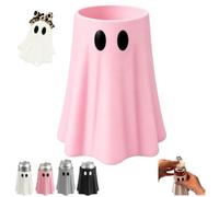 Halloween Ghost Can Holder with Matching Bottle Opener,3D Printed Halloween Beverage Sleeve,Fun Ghost Figurine Table Decor,Spooky Ghost Drink Cooler Halloween Party Supplies ，Pink：12oz slim
