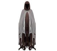 Halloween Ghost Costume Cape For Adults | Fabric, 155cm Length, 185cm with Hat | Witch Cloak For Haunted House & Horror Party | Scary Robe Costume F́or Men & Women