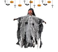 Halloween Ghost Decor, Hanging Chain Specter Ornament Outdoor Prop, Red/Yellow/Black Spooky Party Accessory for Haunted House Garden Yard Patio Tree Porch Bedroom Wall Display