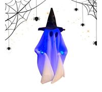 Halloween Ghost Decorations - Spooky Walking Ghost with Sound, Battery Operated LED Witch Hat Ghosts Light,Cute Ghostswith Witch Hat, Lighted Halloween Yard Decor for Porch Haunted House Party Display
