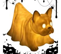 Halloween Ghost Dog Light, Led Nightlight Figurine, Resin Desktop Statue, Soft Glow Spooky Decor, Battery Operated Display Piece, Perfect for Tabletop Mantel Bookshelf Fireplace Kids Room, 15cm Resin