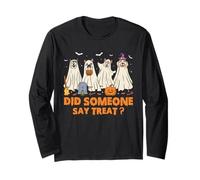 Halloween Ghost Dogs ¿Alguien Dijo Tratar a un Perro Fantasma Boo Manga Larga