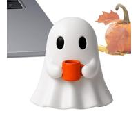Halloween Ghost Figurine - Halloween Ghost Drinking Coffee Sculpture Decor
