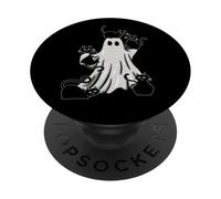 Halloween Ghost Holding Black Cat Lover Spooky Costume Funny PopSockets PopGrip Adhesivo