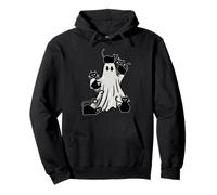 Halloween Ghost Holding Black Cat Lover Spooky Costume Funny Sudadera con Capucha
