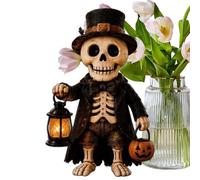 Halloween Ghost Lantern - Vintage Resin Light | Spooky Mantel Decor | Hand Painted Cottage Lamp Body, Distressed Warm Glow Accent, for Entryway Table, Porch, Sill & Fall Farmhouse Display