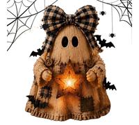 Halloween Ghost Lantern - Vintage Resin Light | Spooky Mantel Decor | Hand Painted Cottage Lamp Body, Distressed Warm Glow Accent, for Entryway Table, Porch, Sill & Fall Farmhouse Display