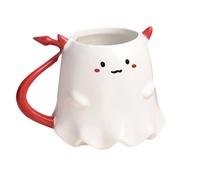 Halloween Ghost Mug - 500ml Ceramic Ghostface Mug | Heat-resistant Halloween Tea Cup | Creative Ergonomic Handle Drinkware Mugs For Hot Cold Tea Beer Ice Water Juice Coffee Kitchen Supplies