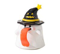 Halloween Ghost Mug with Lid and Handle, Festive Tea Drinkware, Symbolic Matching Aesthetic, for Party Supplies, Restaurant, Hotel, Home Counter, Apartment, Farmhouse Decor, 6.3 Inches