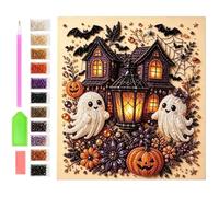 Halloween Ghost Pearl Art DIY Kit,Spooky Cute 3D Diamond Painting Crafts，F