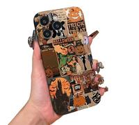 Halloween Ghost Phone Case, Pumpkin, Witch, Skull, Ghost Collage Frosted Protective Case, Compatible with Models 11/12/13/14/15/16/Pro/Promax/Plus(Color b,14 Pro)