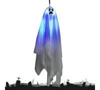 Halloween Ghost, Scary Lifting Decoration, 35.43x7.87 Inches Led Lighted Floating Prop, Haunted House Accessory for Indoor Outdoor Yard Garden Patio Porch Front Door Pathway Home Wall