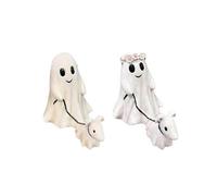 Halloween Ghost Walking Dog Statue 2024, Ghost Walking His/Her Ghost Dog Spooky Ghost Dog Halloween Figurine(Boy+Girl)