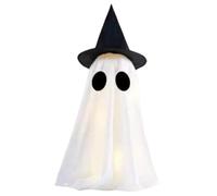 Halloween Ghosts Light Up Witch Hat Ghost Outdoor Yard Ornament | Light Up Ghost Halloween Decor Highlights A Witch Hat Character With Illuminated Details, Offering A Festive Display Piece