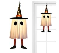 Halloween Ghosts Ornament, Glowing Ghost Pendant Decor, Witch Hanging Decoration, Spooky Holiday Accent, Light-Up Display for Tree Wall Porch Courtyard Patio Living Room, 7.87x7.87x23.62 Inches