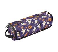 Halloween Ghosts Pumpkin Hot Hair Tools Bolsa de viaje y alfombrilla resistente al calor con funda de transporte con cremallera, rizador plano, organizador impermeable para rizador, alisador de pelo