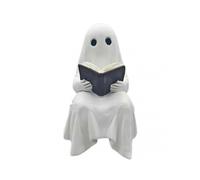 Halloween Ghosts Reading Book Statue Hand-Crafted Resin Decor, Perfect for Living Room or Halloween Party