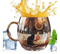 Halloween Glasses Drinking - Halloween Glass Cups | Taza de | Painted Pattern Coffee Tumbler, Festive Painted Glass Goblet for Kitchen Beverage, Party, Milk Tea, Cold Drinks, Kids, Travel