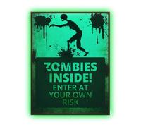 Halloween Glow In The Dark Warning Signs zombiee Zone Beware Signs