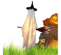 Halloween Glowing Ghost Decoration | 110 cm Lighted Gauze Ghost with LED String & ABS Frame | Hanging Swinging Yard Decor for Garden Porch Patio Haunted House Outdoor Party