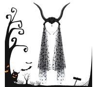 Halloween Goat Horns Headband, Gothic Party Veil Hair Hoop, Cosplay Traje Hairband for Masquerade Balls Themed Gatherings Holiday Events Performance Dress-Up Partes Stage Shows