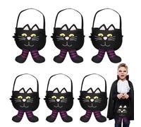 Halloween Goodie Bag,Halloween Candy Bag - 6 unidades Black Cat Leckerlibeutel Süßes oder Saures Beutel Goodie Bag | Dulces Goodie Bags, große schwarze Katzentasche, Halloween-Süßigkeitsbeutel für