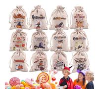 Halloween Goody Bags, Halloween Drawstring Snack Bags, Linen Pouch Reusable, Hessian Bags, Resusable Sack Bags, Easy To Use, Portable for Kids Children